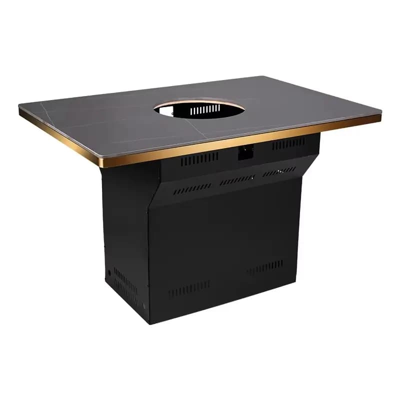 Custom stainless steel Korean BBQ table with grill cutout in Los Angeles