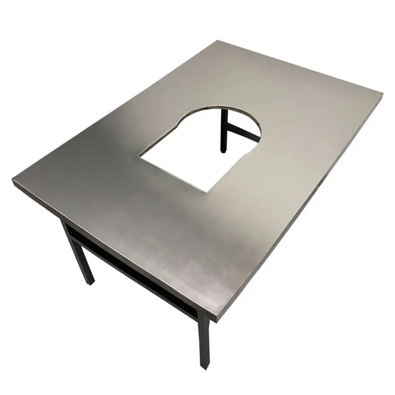 Custom stainless steel Korean BBQ table with grill cutout in Los Angeles
